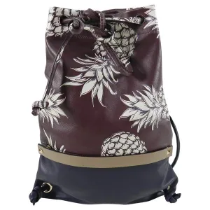 Valentino 2016 Burgundy and Navy Pineapple Ananas Drawstring Bag