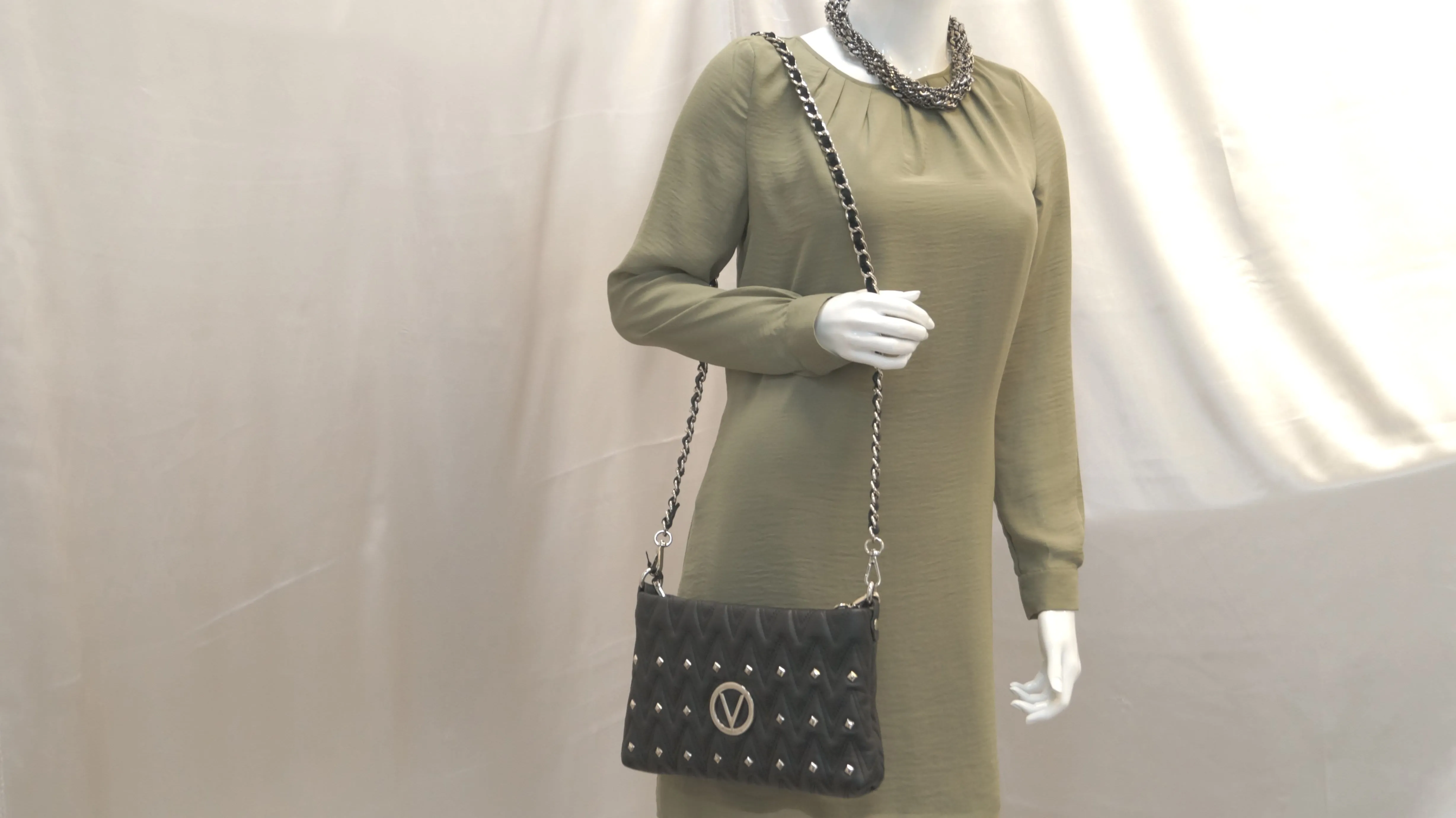 Valentino By Mario Valentino Vanille Studs Leather Shoulder Bag