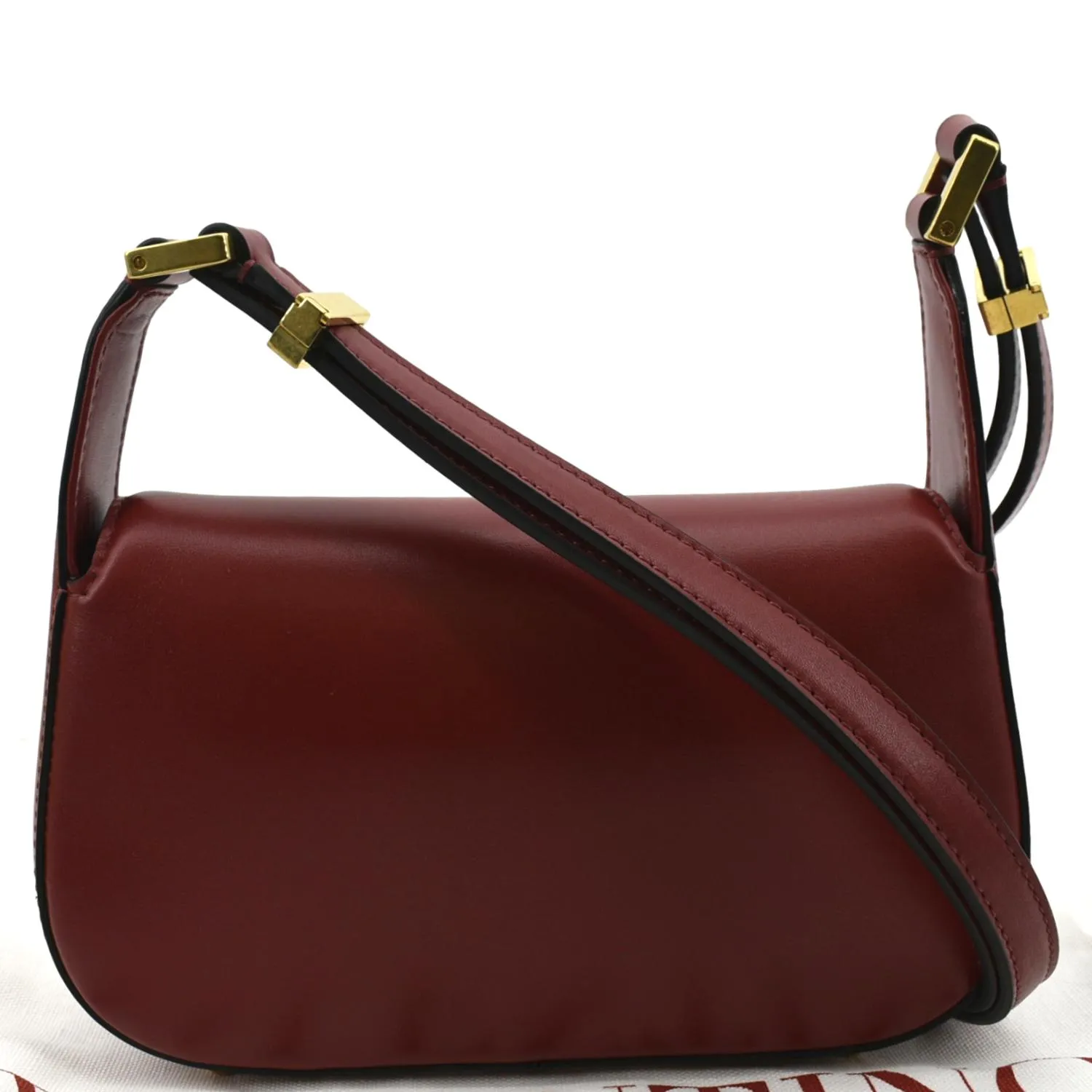VALENTINO V Logo Chain Leather Shoulder Bag Red