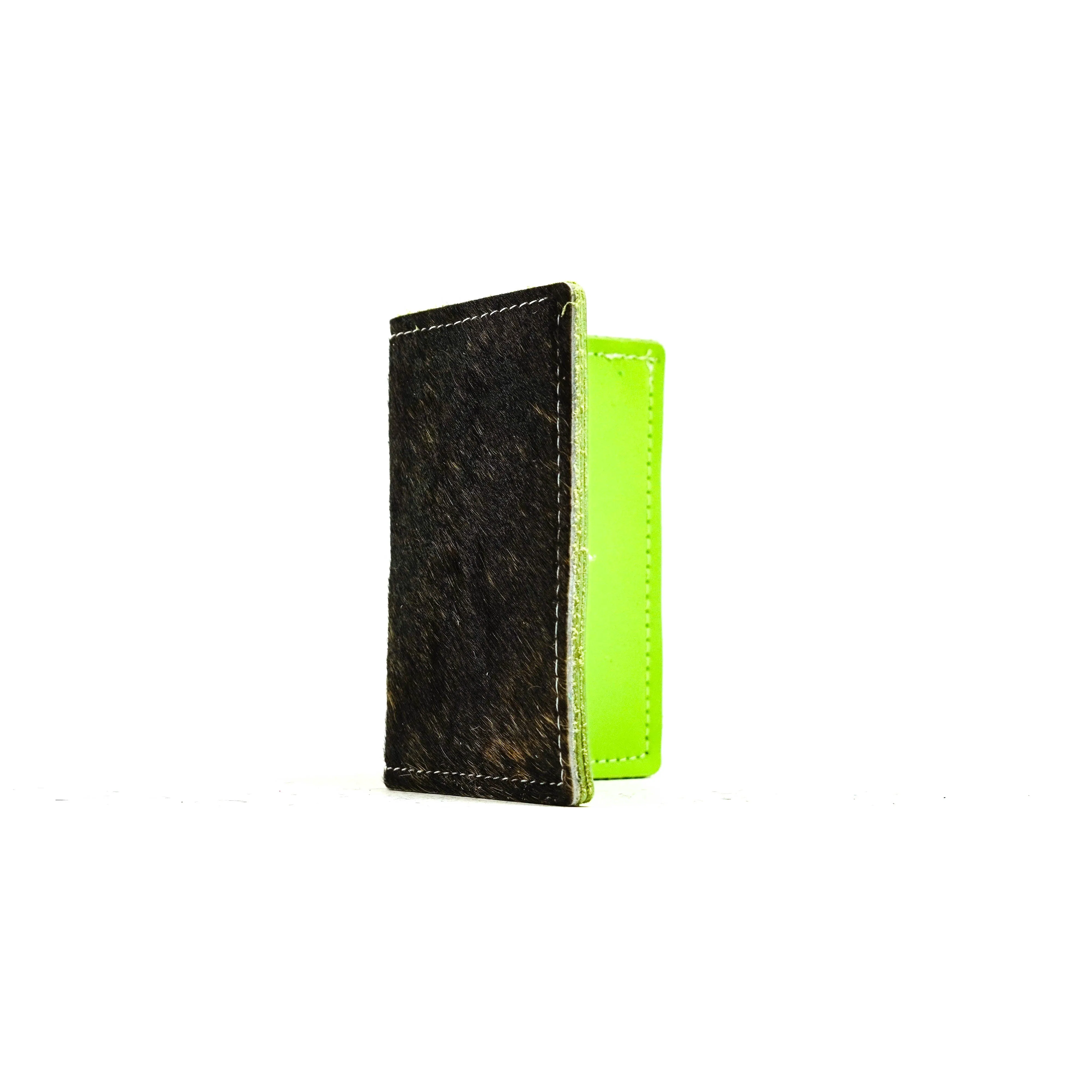 Waylon Wallet - Dark Brindle w/ Lime Green Leather