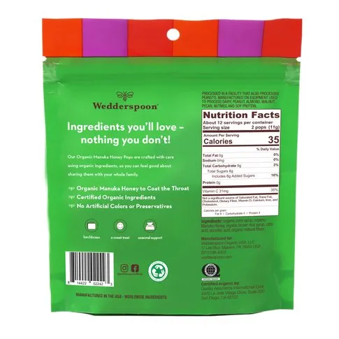Wedderspoon Organic Manuka Honey Pops - Variety Bag