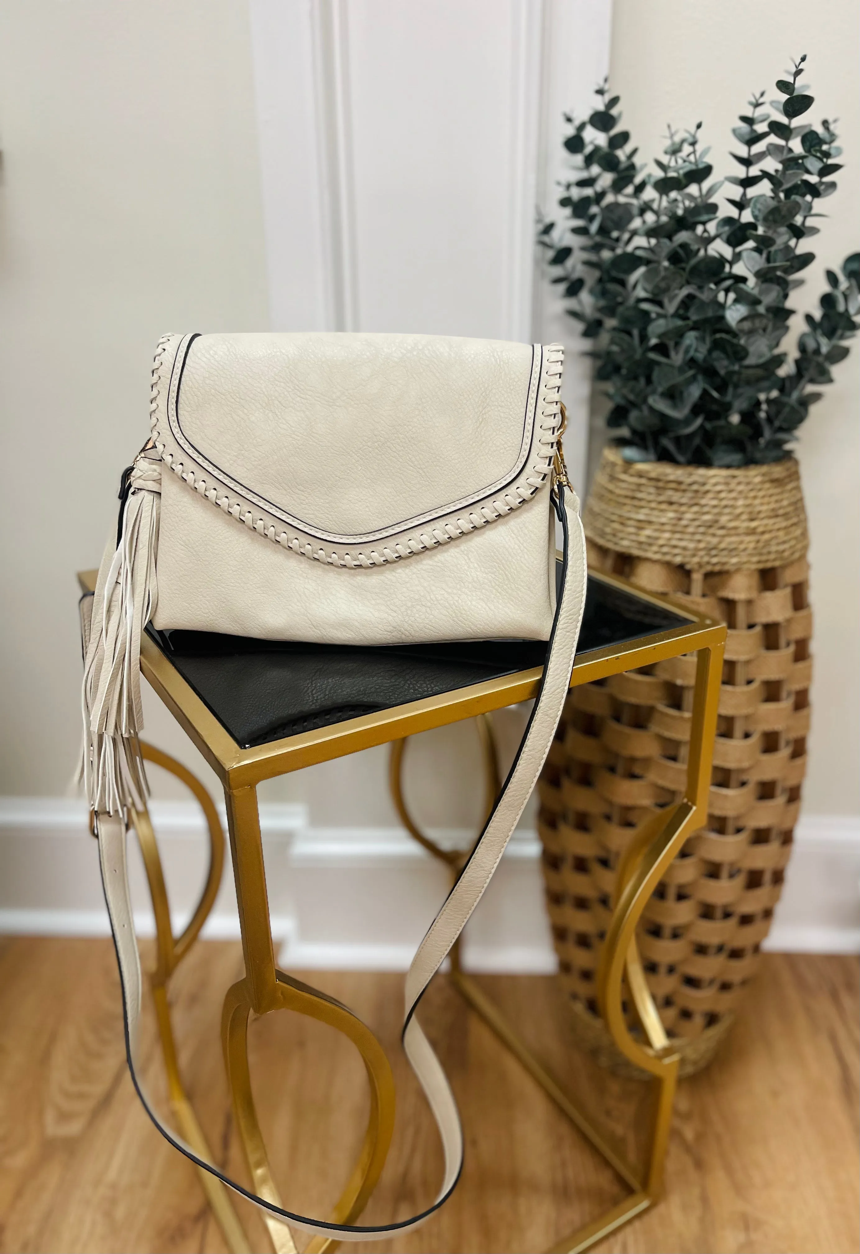 Whipstitch   Tassel Gray/Beige Crossbody