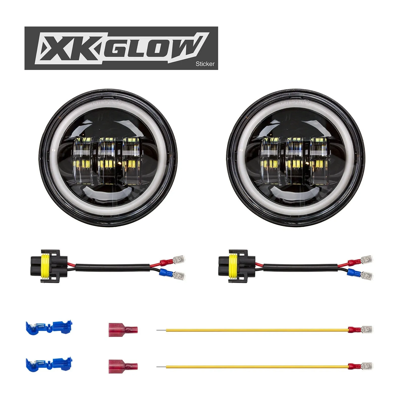 XK GLOW XK042007-B 4.5" Driving Lights Amber Halo