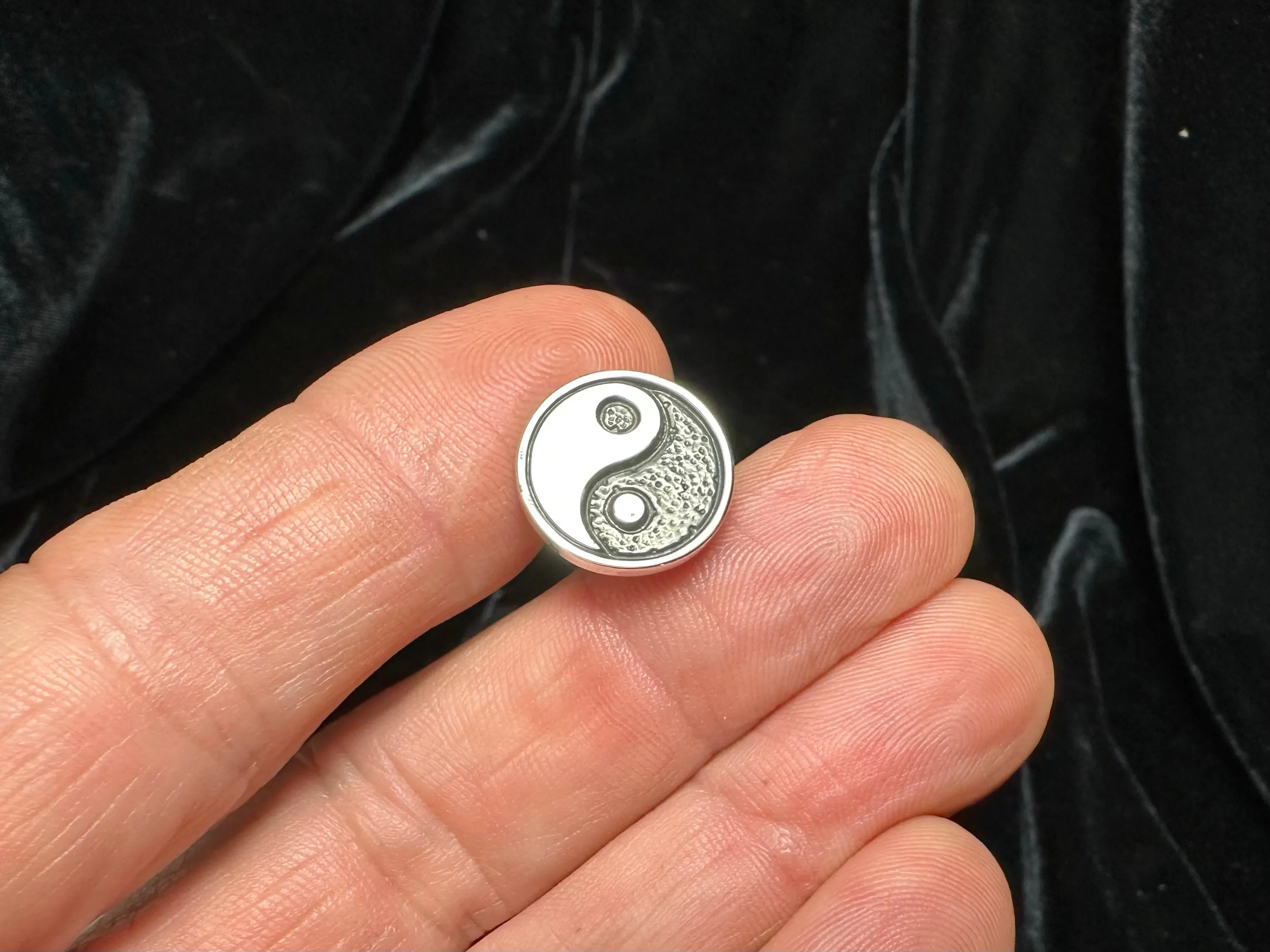 Yin Yang Lapel Pin or Yin Yang Brooch Sterling Silver