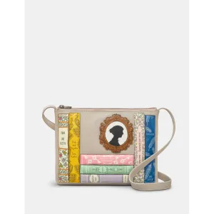 Yoshi Jane Austen Bookworm Warm Grey Leather Cross Body Bag