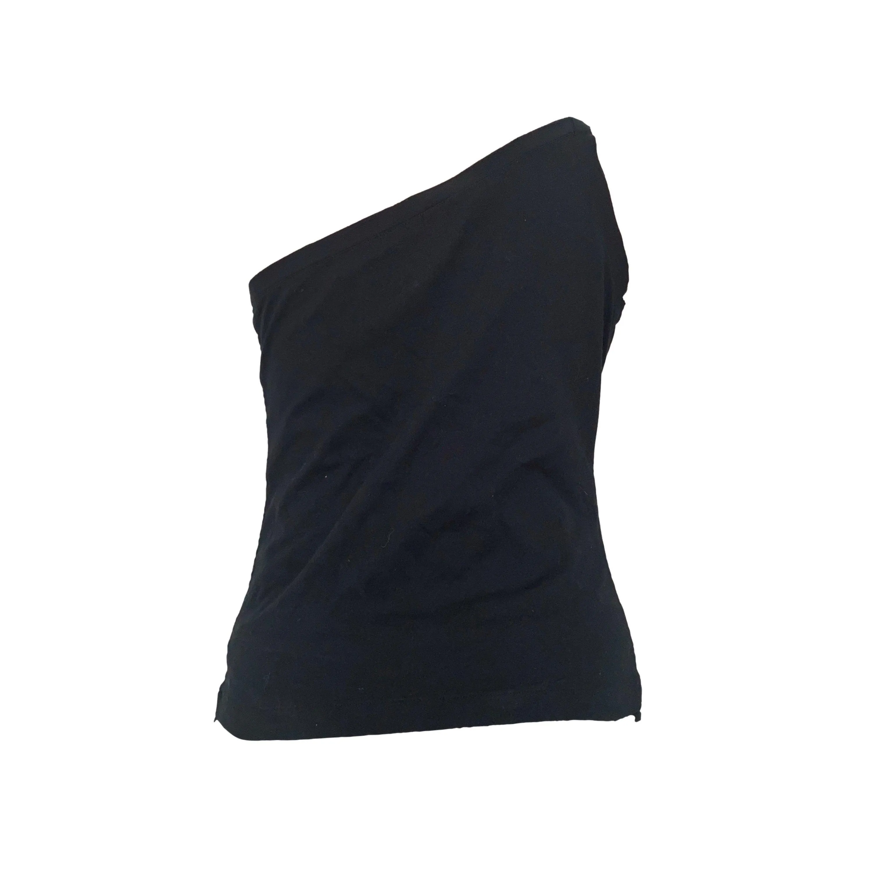 YSL Black Logo One Shoulder Top