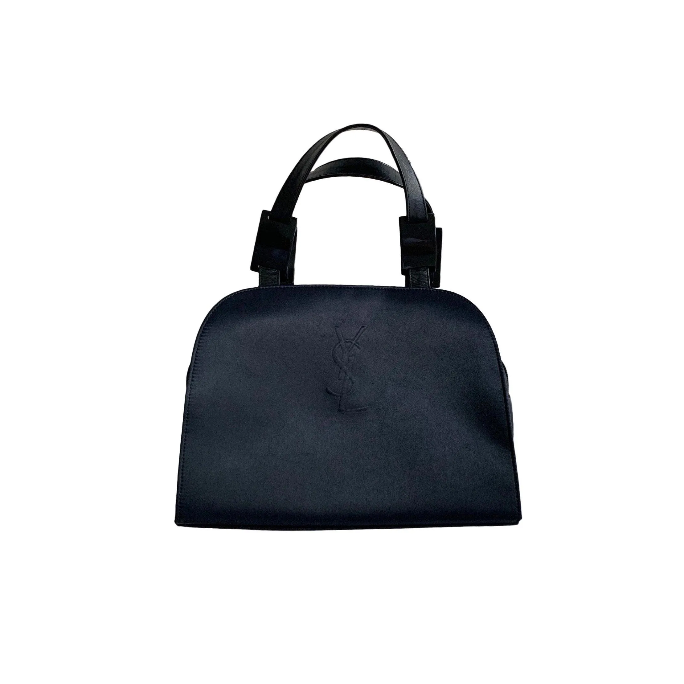 YSL Navy Nylon Logo Shoulder Bag
