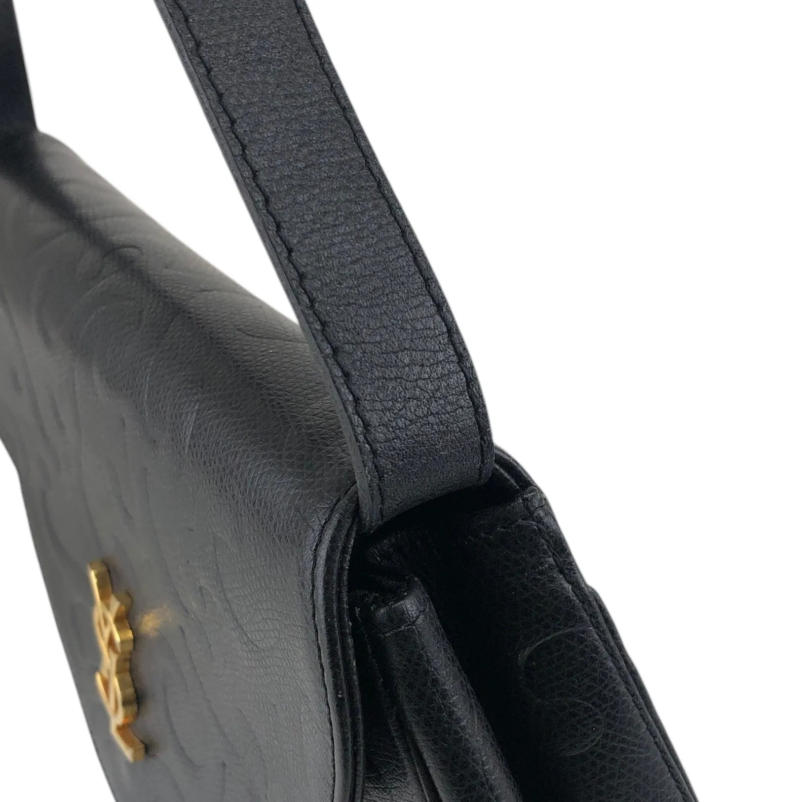Yves Saint Laurent YSL Logo Shoulder bag Black Vintage cmeran