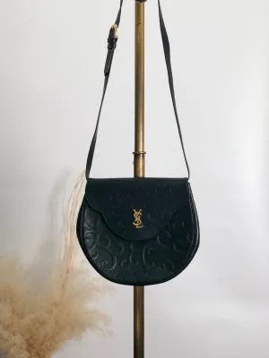 Yves Saint Laurent YSL Logo Shoulder bag Black Vintage cmeran