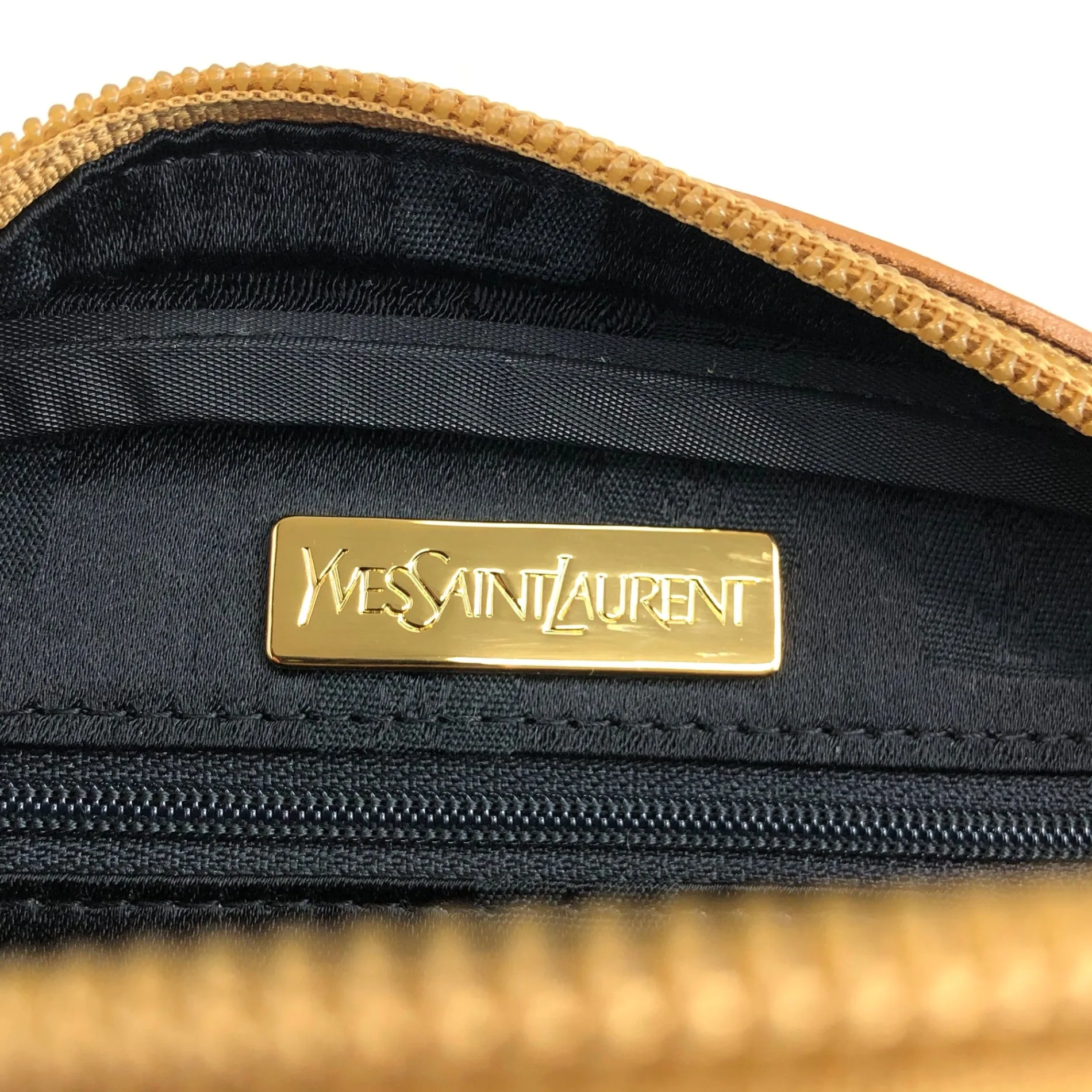 Yves Saint Laurent YSL Logo Shoulder bag Black×Camel Vintage vepfst
