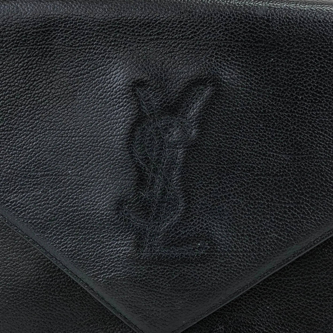Yves Saint Laurent YSL Logo Stitch Shoulder bag Black Vintage 24zcks