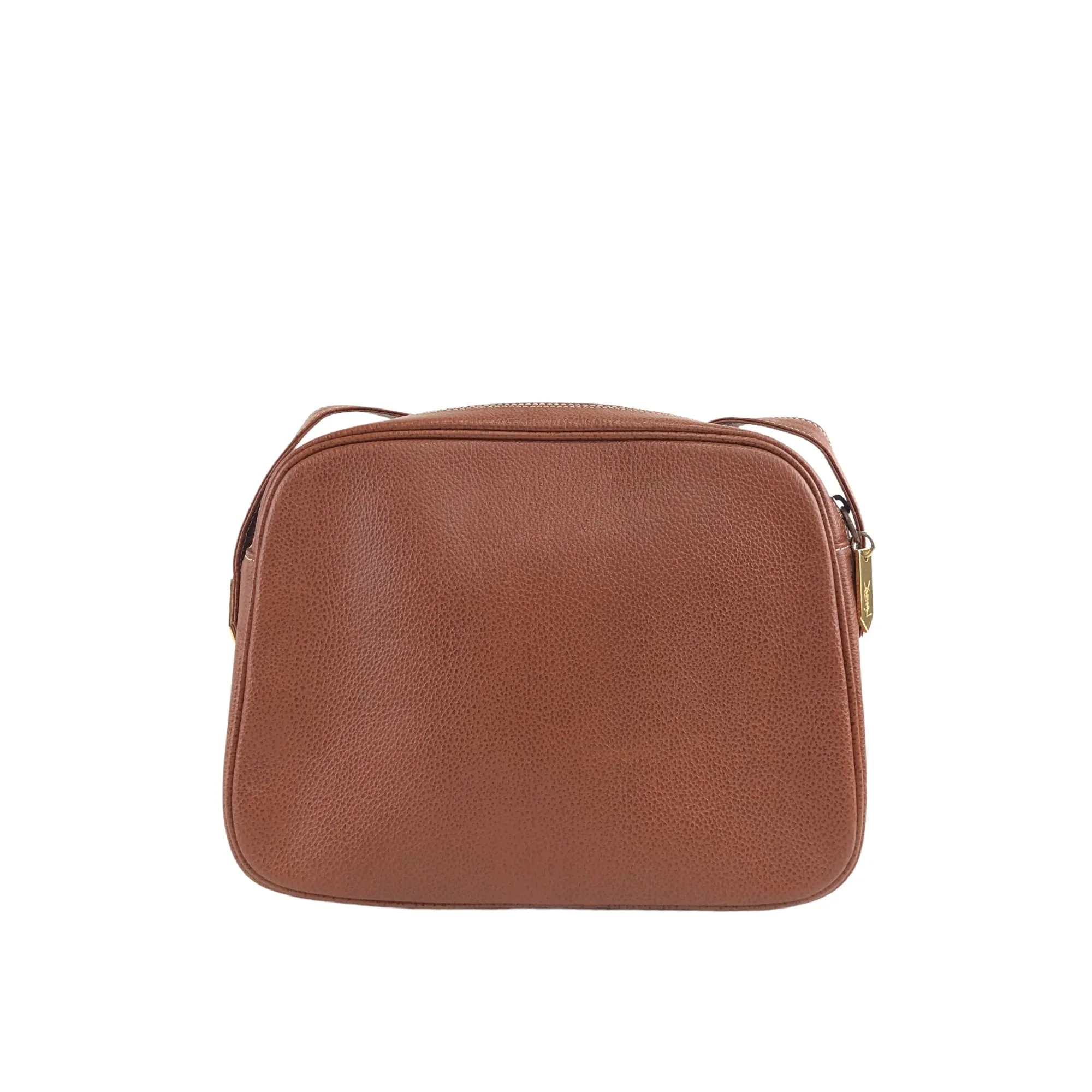 Yves Saint Laurent YSL Logo Stitch Shoulder bag Brown Vintage mvybaw
