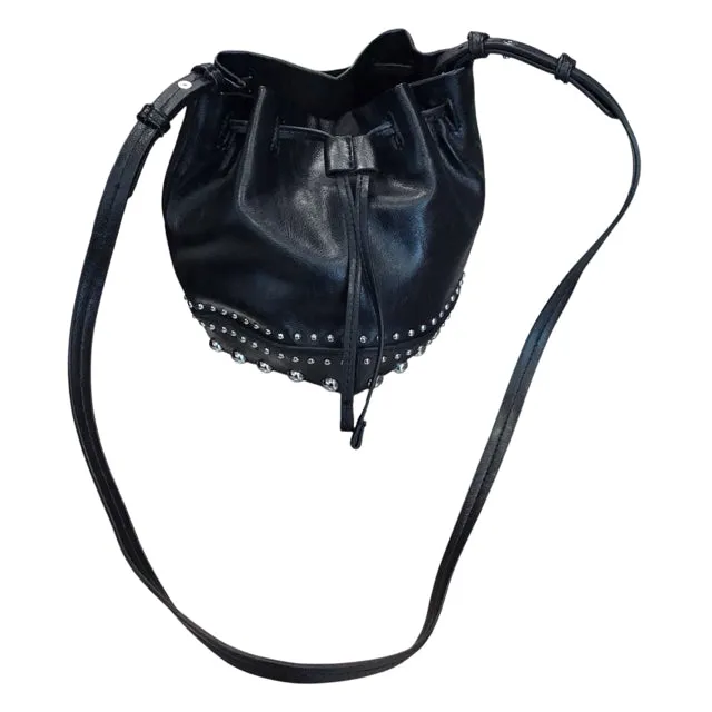 Zara Black Studded Bucket Bag