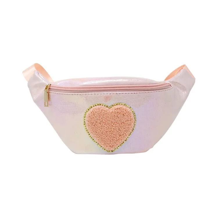 Zomi Gems Shiny Heart Patch Sling Bag - Pink